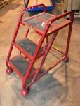 Red 3-Step Rolling Warehouse Ladder - ITEM #:615019 - Img 1 of 2