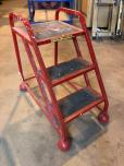Red 3-Step Rolling Warehouse Ladder - ITEM #:615019 - Img 2 of 2