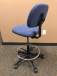 Blue Fabric Drafting Chair / Tech Stool with Foot Ring - ITEM #:705035 - Img 3 of 4