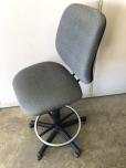 Adjustable Grey Fabric Drafting Stool with Foot Ring - ITEM #:705038 - Img 2 of 3