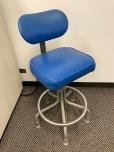 Used Stool Chair - Blue Vinyl - Tan Steel Frame - ITEM #:705051 - Img 1 of 4