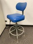 Used Stool Chair - Blue Vinyl - Tan Steel Frame - ITEM #:705051 - Img 2 of 4