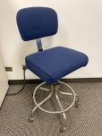 Used Tech Chair Stool - Blue Fabric - Chrome Footring - ITEM #:705053 - Img 1 of 4