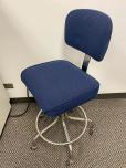 Used Tech Chair Stool - Blue Fabric - Chrome Footring - ITEM #:705053 - Img 2 of 4