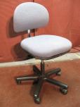 Used ESD tech chair with very light blue fabric and black frame 