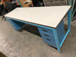 Used Workbench With Blue Metal Frame And Two Drawer Units - ITEM #:720045 - Thumbnail image 2 of 5