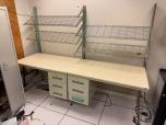 96" ESD Anti-Static Double Workbench with Shelving & Pedestals - ITEM #:725016 - Img 1 of 10