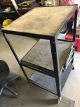 Black 3-Shelf Metal A/V Utility Cart with Power Strip - ITEM #:815010 - Img 1 of 3