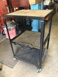 Black 3-Shelf Metal A/V Utility Cart with Power Strip - ITEM #:815010 - Img 2 of 3