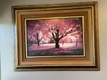 Used Framed Wall Art - Pink Blossom Trees Landscape Gold Frame - ITEM #:860123 - Img 1 of 2