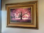 Used Framed Wall Art - Pink Blossom Trees Landscape Gold Frame - ITEM #:860123 - Img 2 of 2