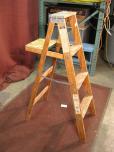 4-Step Wooden A-Frame Ladder with Fold-Out Shelf - ITEM #:885058 - Img 1 of 2