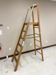 Used 6-step wood ladder with platform 
