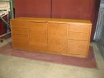 Used Oak credenza with storage area and drawer storage 