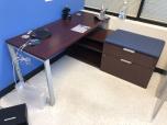 L-shape desk with mahogany laminate finish - ITEM #:120224 - Thumbnail image 5 of 7