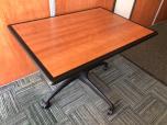 Used Small rectangular folding tables with cherry veneer finish 