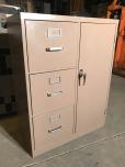 Used 3-drawer file cabinet with storage compartment - lockable 
